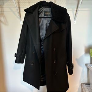 Wool Trench with Shearling Collar
